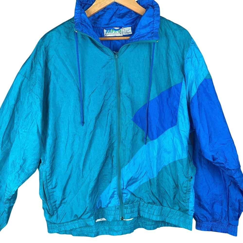 Vintage IBPRO Colorblock Windbreaker Jacket Mens Medium Blue 90s Nylon